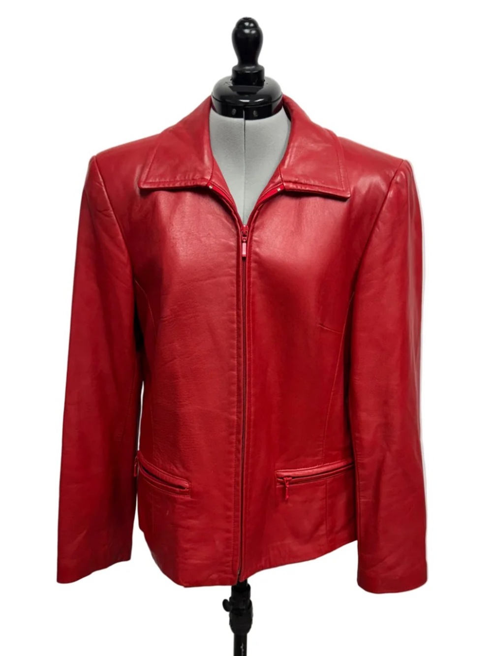 Daniel Canada Sz L Genuine Leather Jacket Red